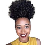 Deyngs Ponytail African American Short Afro Kinky Curly Wrap Synthetic Drawstring Puff Ponytail