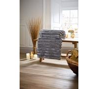 Deyongs Alnwick Supersoft Plush Cosy Autumn Ribbed Throw - 140X180Cm In Light Grey Light Grey 140cm x 180cm
