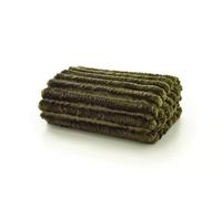 Deyongs Alnwick Throw 140x180cm Fern “ Luxury Super Soft Ribbed Faux Fur Throw, Warm Cosy Snuggle Blanket for Sofa & Bed, Machine Washable, 140 x 180 cm, Fern Plush