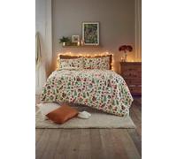 Deyongs Autumn Animals Fleece Duvet Cover Set With Sherpa Reverse - Cosy Woodland Printed Bedding Multi King