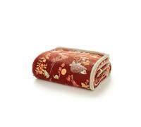 Deyongs Autumnal Woodland Sherpa Throw Blanket, Brick Red, Reversible Fleece & Sherpa, 140 x 180 cm Sofa/Bed Throw, Warm Cosy Hedgehog & Squirrel Pattern, Machine Washable, Soft Winter Blank