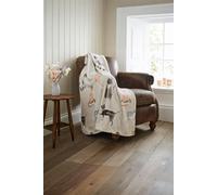 Deyongs Clowder Soft Fleece Printed Cat Throw Blanket In Natural Natural