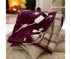 Deyongs Coco Velvet Touch Hounds 140x180cm Heated Throw
