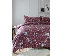 Deyongs Everyday Easycare Cotton Rich Bedding Duvet Set Woodland Toadstool in Plum | Size: Single Deyongs Plum Single