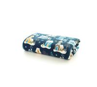 Deyongs Festive Village Throw Navy 140x180CM - Cosy Reversible Sherpa Fleece Throw Blanket, Super Soft & Warm Sofa/Bed Blanket, Machine Washable, Fast Drying, Lightweight Winter Comfort, Gre