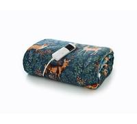 Deyongs Fox and Deer Heated Throw 140x180cm - Teal | Electric Heated Blanket with Woodland Animal Print | Flannel Fleece & Sherpa Throw | Machine Washable | Cozy Winter Blanket