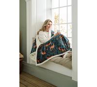 Deyongs Fox & Deer Heated Sherpa Throw - 140x180cm, 10 Temperature Settings, Electric Blanket with Sherpa Lining in Teal | Size: 140 cm x 180 cm Deyongs Teal 140 cm x 180 cm