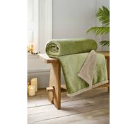 Deyongs Hazelwood Super Soft Flannel & Sherpa Throw - 130 X 170Cm Fleece Blanket In Pale Green Pale Green 130cm x 170cm