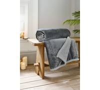 Deyongs Hazelwood Super Soft Flannel & Sherpa Throw - 130 X 170Cm Fleece Blanket In Silver Silver 130cm x 170cm