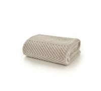 Deyongs Hemsworth Chevron Fleece Throw Blanket 130 x 170 cm Super Soft 330gsm Popcorn Jacquard, Machine Washable Warm Sofa & Bed Layer - Stone - Designed in Great Britain Cosy Win