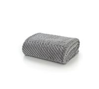 Deyongs Hemsworth Chevron Fleece Throw Blanket 130 x 170 cm Super Soft 330gsm Popcorn Jacquard, Machine Washable Warm Sofa & Bed Layer - Dove Grey -Designed in Great Britain Cosy Win