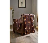 Deyongs Hogging It Throw Wine - Hedgehog & Woodland Animal Fleece Blanket 140X180Cm Wine 140cm x 180cm