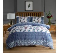 Deyongs Jacobean Reversible Duvet Set, 100% Polycotton, Blue Floral Pattern, Includes Pillowcases, Machine Washable, Available in Single, Double, King, and Super King Sizes [BL-SK]