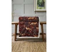 Deyongs Luxury Soft Cosy Warm Fleece Sherpa Large 140x180cm Throw Fox & Deer in Maroon | Size: 140 cm x 180 cm Deyongs Maroon 140 cm x 180 cm