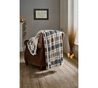 Deyongs Luxury Soft Cosy Warm Fleece Sherpa Large Throw Balwin Tartan Throw 140X180Cm Multi 140cm x 180cm