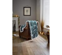 Deyongs Luxury Soft Cosy Warm Fleece Sherpa Large Throw Woodland Folk Throw Navy 140x180cm in Green | Size: 140 cm x 180 cm Deyongs Green 140 cm x 180 cm
