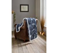 Deyongs Luxury Soft Cosy Warm Fleece Sherpa Large Throw Woodland Folk Throw Navy 140x180cm | Size: 140 cm x 180 cm Deyongs Navy 140 cm x 180 cm