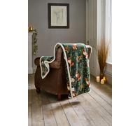 Deyongs Luxury Soft Cosy Warm Fleece Sherpa Large Throw Woodland Wildlife Wine 140x180cm in Green | Size: 140 cm x 180 cm Deyongs Green 140 cm x 180 cm