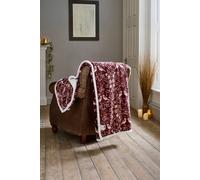 Deyongs Luxury Soft Cosy Warm Fleece Sherpa Large Winter Birds Burgundy Throw 140X180Cm Burgundy 140cm x 180cm