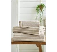 Deyongs Malmo Stripe Towel In Soft Lightweight 480 GSM Pure Cotton in Stone | Size: Bath Sheet Deyongs Stone Bath Sheet
