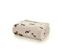 Deyongs Mixed Dogs Sherpa Fleece Throw, Oatmeal - Reversible 220gsm Flannel & 200gsm Sherpa, Ultra-Soft Cosy Warm Blanket for Sofa & Bed, Easy-Care 100% Polyester, Large 140 x 180 cm