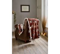 Deyongs Mixed Kitties Brick Red Throw, Cute Cat Print Flannel & Sherpa Back 140x180cm | Size: 140 cm x 180 cm Deyongs Red 140 cm x 180 cm