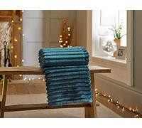 Deyongs Ribbed Radley Soft Faux Fur Throw in Petrol Teal Shade130cm x 150cm