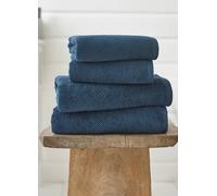 Deyongs Romeo Luxury Textured Quik Dri 100% Cotton Towels In Navy Navy Bath Sheet