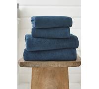 Deyongs Romeo Luxury Textured Quik Dri 100% Cotton Towels In Navy Navy Face Towel x 4