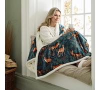 Deyongs Sherpa Fox and Deer 140x180cm Teal Heated Throw