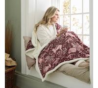 Deyongs Sherpa Woodland Folk 140x180cm Wine Heated Throw