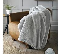 Deyongs Stunning Large Supersoft Knit Style Sandringham Faux Fur Throw Blanket in Platinum 150cm x 220cm