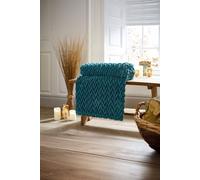 Deyongs Tadcaster Luxury Soft Chevron Throw - 140X180Cm Warm & Soft Blanket In Teal Teal 140cm x 180cm