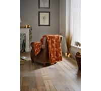 Deyongs Toadstool Scatter Throw Rust - Mushroom Print Autumn Fleece Blanket 140X180Cm In Terracotta Terracotta 140cm x 180cm