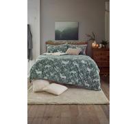 Deyongs Woodland Folk Animal Print Fleece Duvet Cover Set With Cosy Sherpa Reverse In Dark Green Dark Green King