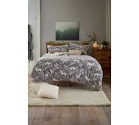Deyongs Woodland Folk Animal Print Fleece Duvet Cover Set With Cosy Sherpa Reverse In Grey Grey Double