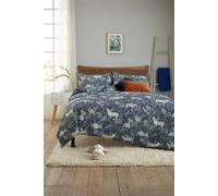 Deyongs Woodland Folk Printed Cotton Rich Duvet Cover Set - Soft & Breathable Bedding In Navy Navy Super King