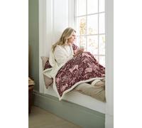 Deyongs Woodland Folk Wine Heated Sherpa Throw - 140x180cm Soft Fleece & Sherpa Lining | Size: 140 cm x 180 cm Deyongs Wine 140 cm x 180 cm