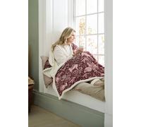 Deyongs Woodland Folk Wine Heated Sherpa Throw - 140X180Cm Soft Fleece & Sherpa Lining Wine 140cm x 180cm