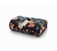 Deyongs Woodland Wildlife Heated Throw 140x180cm - Green | Soft Sherpa & Flannel Fleece Blanket | Electric Heating Throw with Fox & Bunny Print | Machine Washable | 100% Polyester