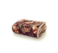 Deyongs Woodland Wildlife Sherpa Fleece Throw 140x180cm - Wine - Reversible 220gsm Printed Flannel with 200gsm Sherpa - Super Soft, Warm Sofa Bed Blanket - Designed in Great Britain