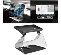 DEYOT Tesla Model 3/Y Center Console Organizer Tray Magnetic Under Screen Storage Box Behind Screen Tray Dashboard Organizer Tissue Holder Compatible with Tesla Model 3 Model Y Accessories