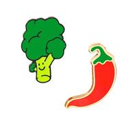 DEYOUM 2 Pcs Hungry Caterpillar Strawberry Brooch for Women Creative Alloy Aesthetic Cartoon Cute Vegetable Pepper Butterfly Brooch Lapel Pins Badge Jewelry Gifts Accessories, M, Metal, no gemstone