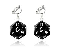 DEYOUM 3D Dice Clip on Earrings for Women Creative Funny D20 Side Cubic Dice Geometric Dangle Drop Weird Earrings Aesthetic 80s Halloween Casino Costume Jewelry, M, Acrylic, No Gemstone