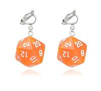 DEYOUM 3D Dice Clip on Earrings for Women Creative Funny D20 Side Cubic Dice Geometric Dangle Drop Weird Earrings Aesthetic 80s Halloween Casino Costume Jewelry, M, Acrylic, No Gemstone
