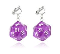DEYOUM 3D Dice Clip on Earrings for Women Creative Funny D20 Side Cubic Dice Geometric Dangle Drop Weird Earrings Aesthetic 80s Halloween Casino Costume Jewelry, M, Acrylic, No Gemstone