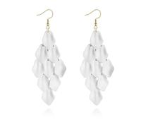 DEYOUM Acrylic Petal Earrings for Women Girls Unique Long Bohemian Rhombic Flower Dangle Drop Statement Earrings Exaggerated Boho Rose Floral Bridal Earrings Summer Beach Prom Jewelry Gifts, Zinc, No