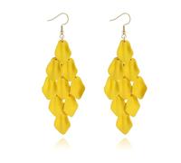 DEYOUM Acrylic Petal Earrings for Women Girls Unique Long Bohemian Rhombic Flower Dangle Drop Statement Earrings Exaggerated Boho Rose Floral Bridal Earrings Summer Beach Prom Jewelry Gifts, Zinc, No