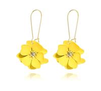 DEYOUM Bohemian Daisy Flower Earrings for Women Elegant Handmade Long Matte Layered Tiered Floral Flower Petal Dangle Drop Earrings Boho Chic Flower Earrings Wedding Birthday Jewelry Gifts, Zinc, No