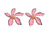 DEYOUM Bohemian Flower Petal Earrings for Women Large Exaggerated Irregular Polka Dot Petal Flower Petal Dangle Drop Earrings Party Holiday Summer Jewelry, M, Metal, No Gemstone